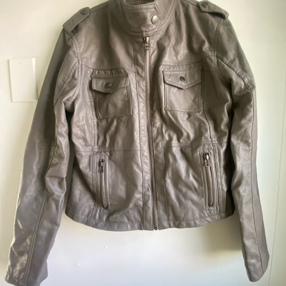 Women's Gray faux Leather Jacket